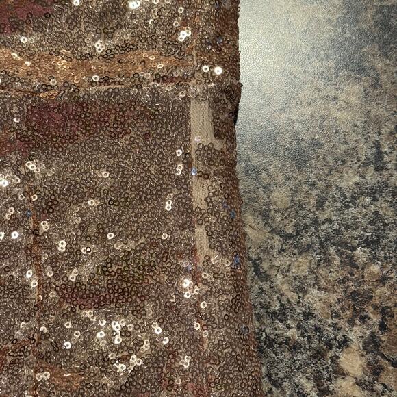 Lulus Dress All Over Sequin Y2K Hollywood Disco Glam Gatsby Rose Gold Small Flaw - Picture 5 of 11